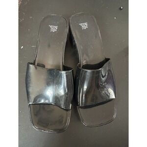 Wild Fable Black Vinyl Platform Slide on Sandals in 8